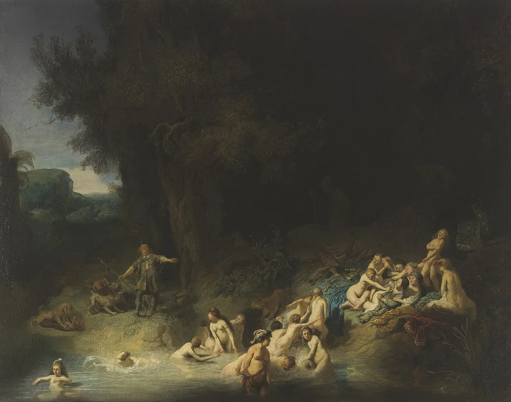 Diane et ses nymphes surprises au bain par Actéon, Rembrandt, 1634