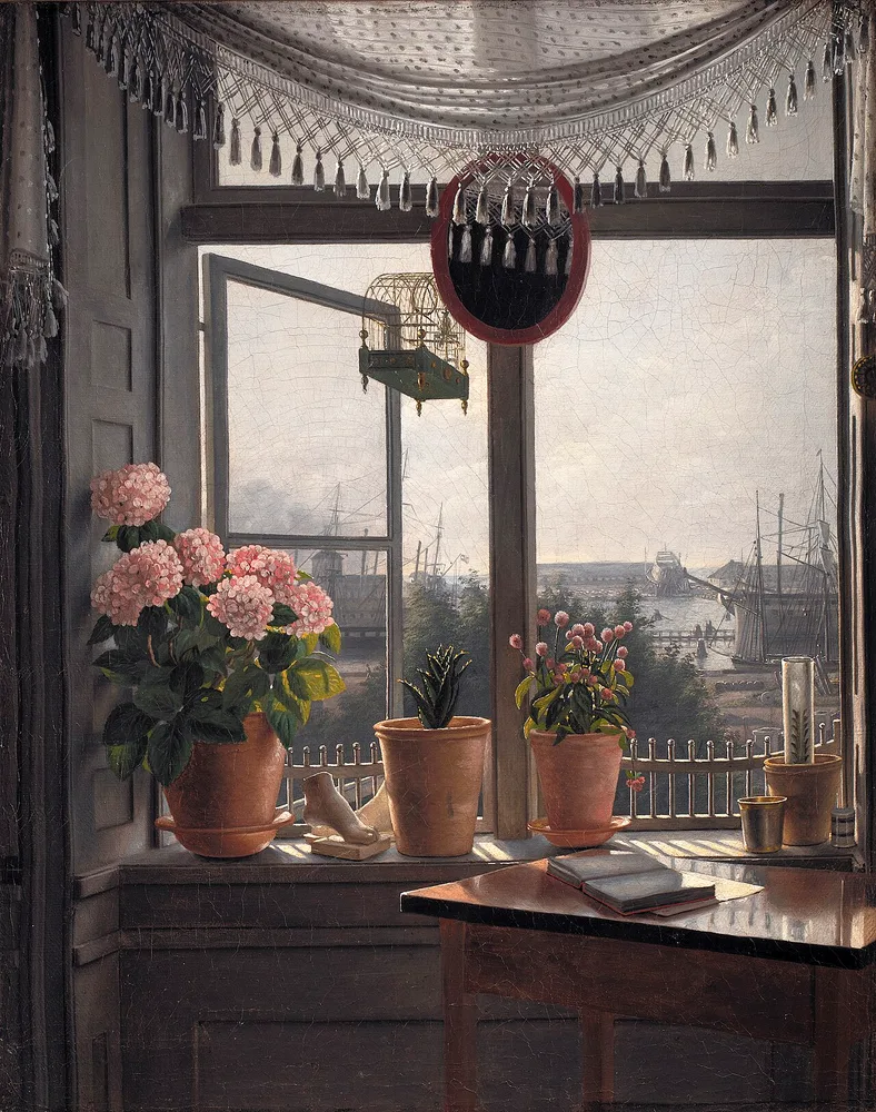 Vue depuis la fenêtre du peintre, Martinus Rørbye, vers 1825