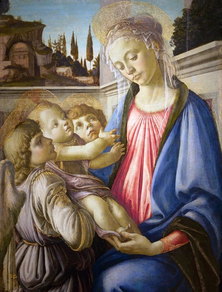 La Vierge à l'Enfant et Deux anges, Sandro Botticelli, 1468-1470