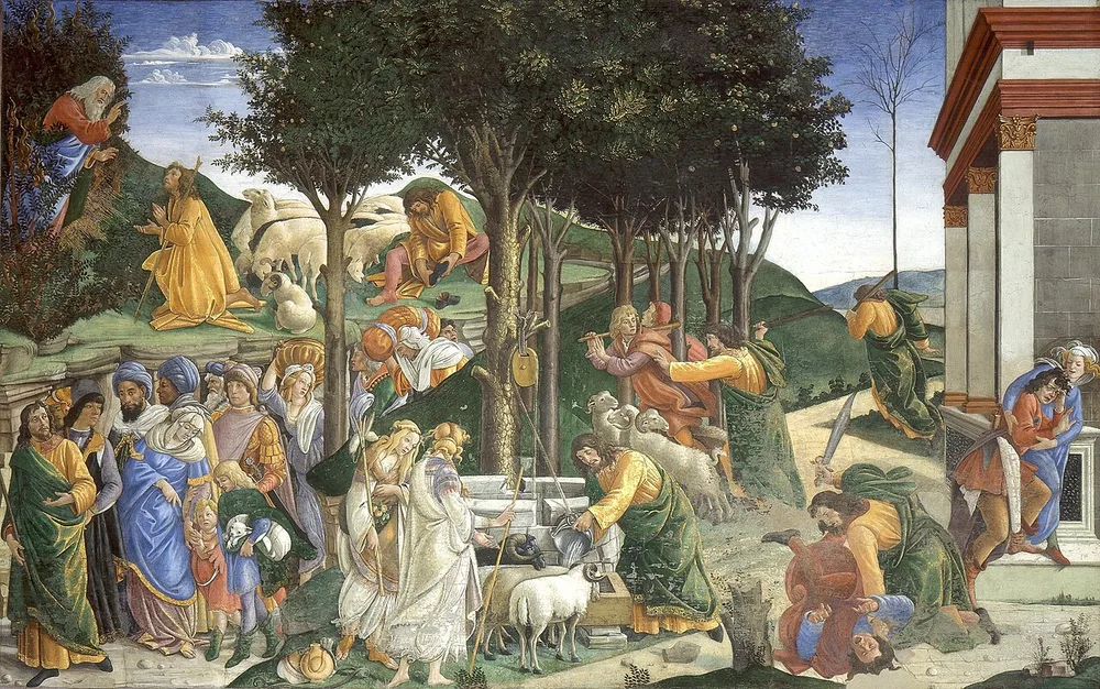 Les Épreuves de Moïse, Sandro Botticelli, 1481