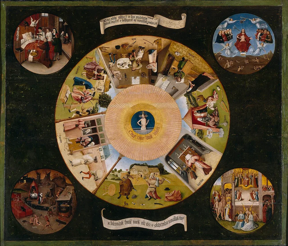 Les Sept Péchés capitaux et les Quatre Dernières Étapes humaines, Jérôme Bosch, 1505-1510