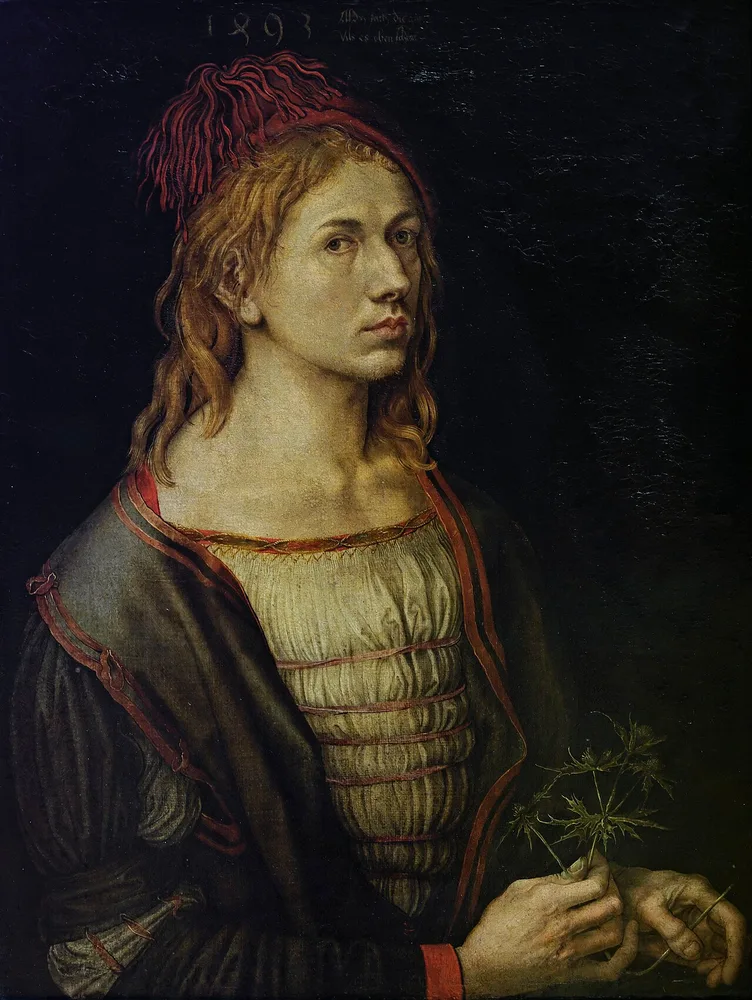 Portrait de l'artiste tenant un chardon, Albrecht Dürer, 1493