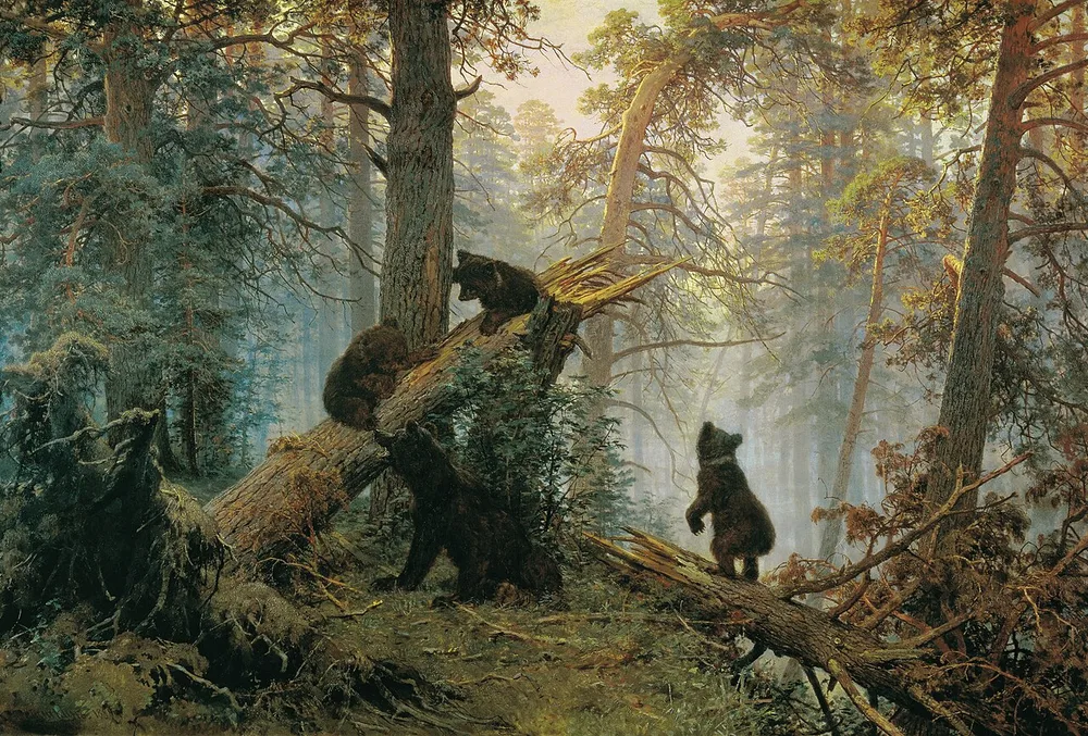 Un matin dans une forêt de pins, Constantin Savitski, 1889