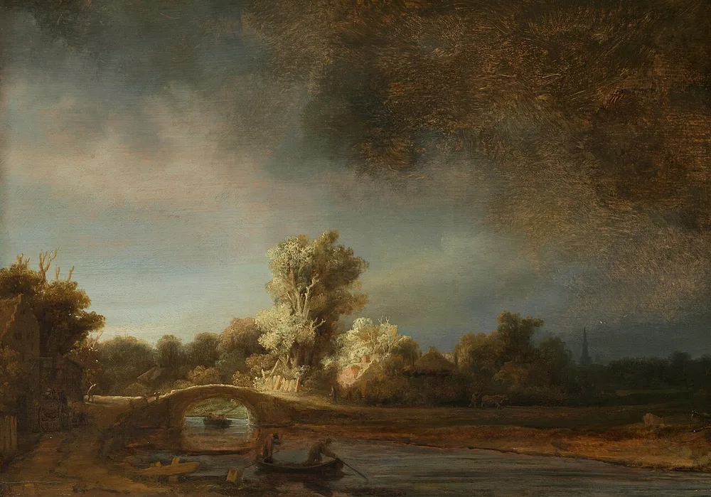 Paysage avec un pont de pierre, Rembrandt, vers 1638