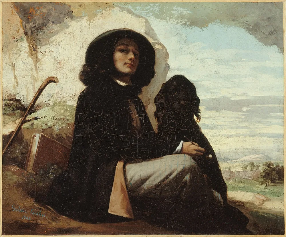 Autoportrait au chien noir, Gustave Courbet, 1842-1844