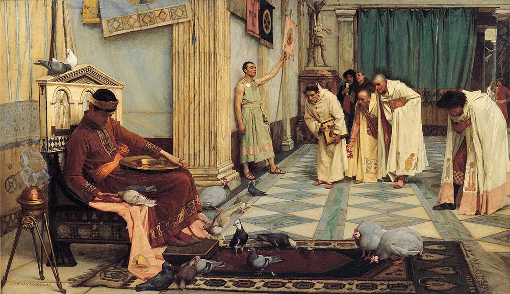 Les Favoris de l'empereur Honorius, John William Waterhouse, vers 1883