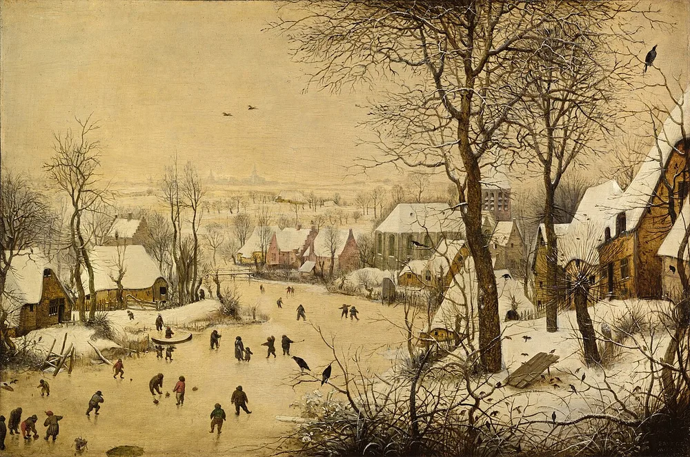 Paysage d'hiver avec patineurs et trappe aux oiseaux, Pieter Brueghel l'Ancien, 1565