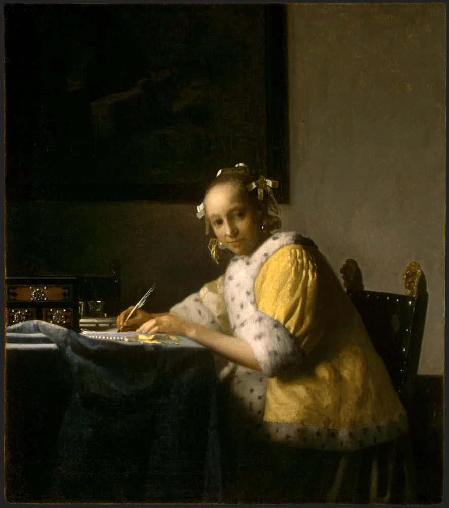 Jeune Femme écrivant une lettre, Johannes Vermeer, années 1660