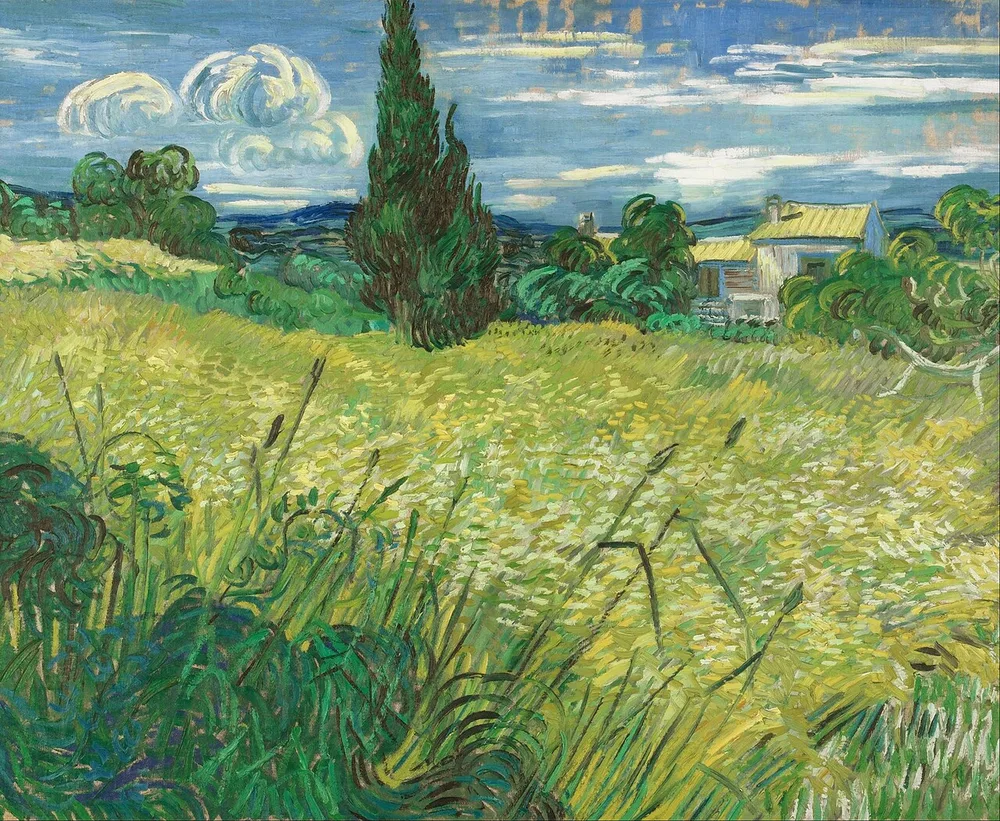 Le Champ de blé vert avec cyprès, Vincent van Gogh, 1889
