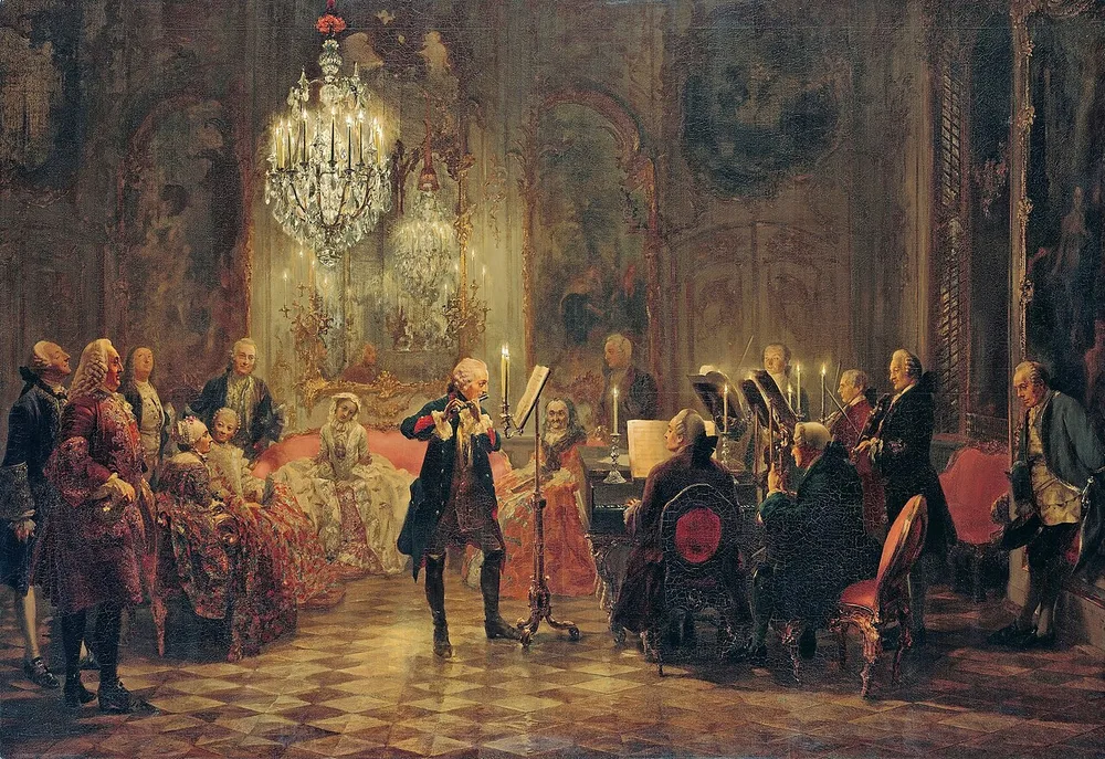 Concert de flûte de Frédéric le Grand à Sanssouci, Adolph von Menzel, 1852