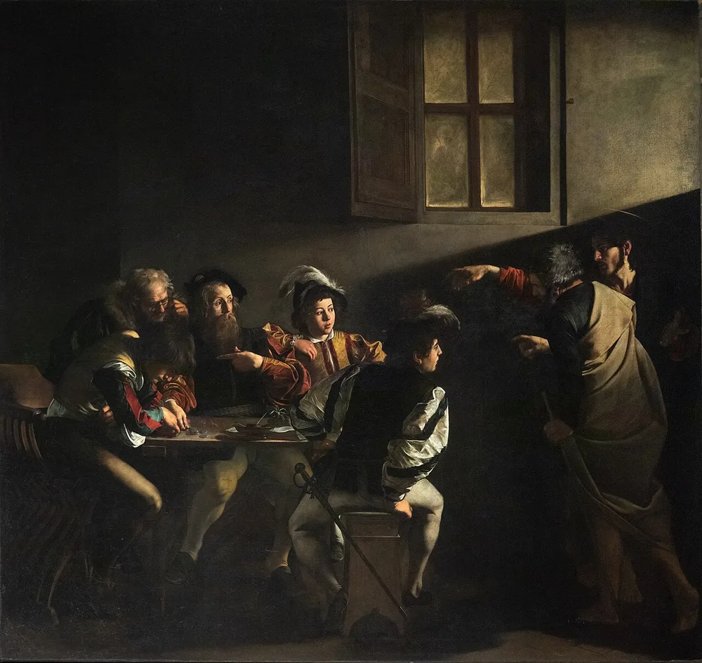La Vocation de saint Matthieu, Le Caravage, 1609